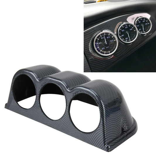 60mm Universal Horizontal Carbon lead Material 3 Triple Auto Car Dash Gauge Meter Pod Mount Holder Dashboard 3 Hole Cup Vehicle Performance Meter Instrument Accessories by buy2fix