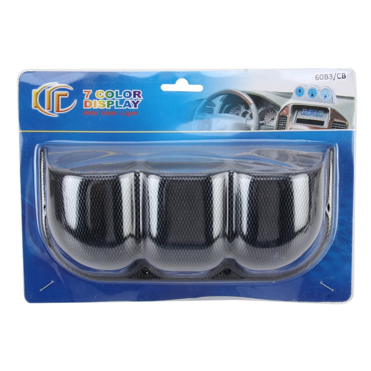 60mm Universal Horizontal Carbon lead Material 3 Triple Auto Car Dash Gauge Meter Pod Mount Holder Dashboard 3 Hole Cup Vehicle Performance Meter Instrument Accessories by buy2fix