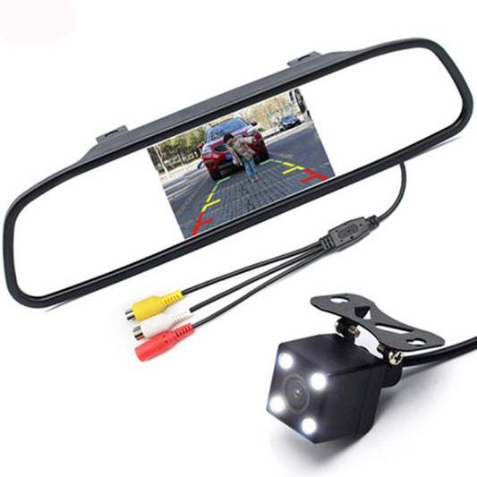 PZ603 Car Video Monitor HD Auto Parking LED Night Vision CCD Reverse Rear View Camera with 4.3 inch Car Rear View Mirror - Rear View Cameras by buy2fix | Online Shopping UK | buy2fix