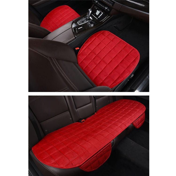 3 PCS / Set Warm Car Seat Cover Cushion Five Seats Universal Two Front Row Seat Covers and One Back Row Seat Cover Car Non-slip Chair Pad Warm Car Mats No Back Plush Cushion(Red) by buy2fix
