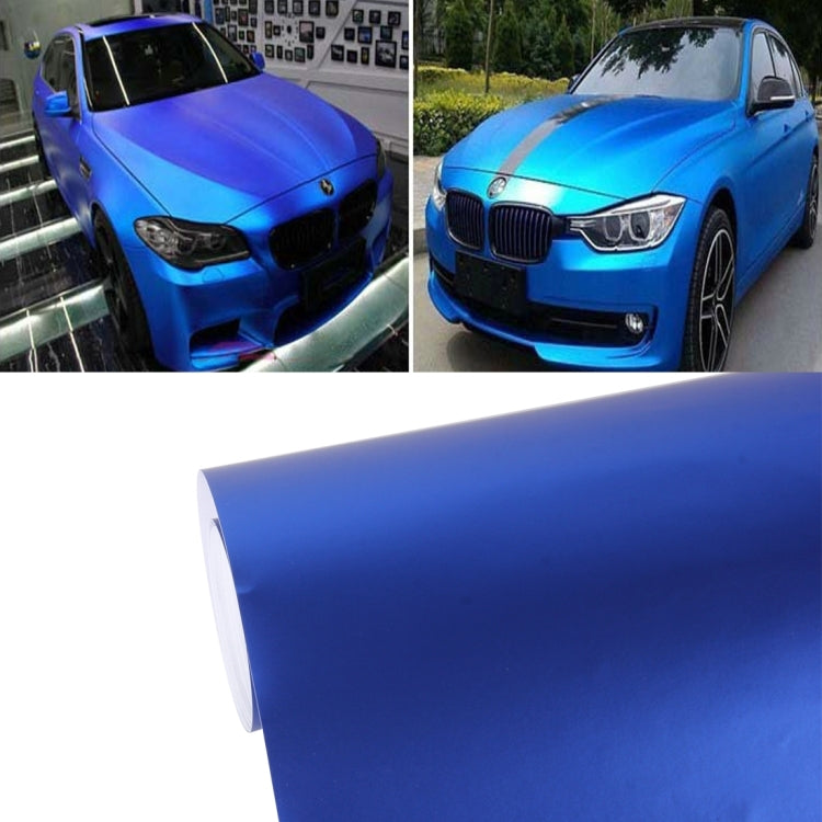 5m * 0.5m Ice Blue Metallic Matte Icy Ice Car Decal Wrap Auto Wrapping Vehicle Sticker Motorcycle Sheet Tint Vinyl Air Bubble Free(Dark Blue) by buy2fix