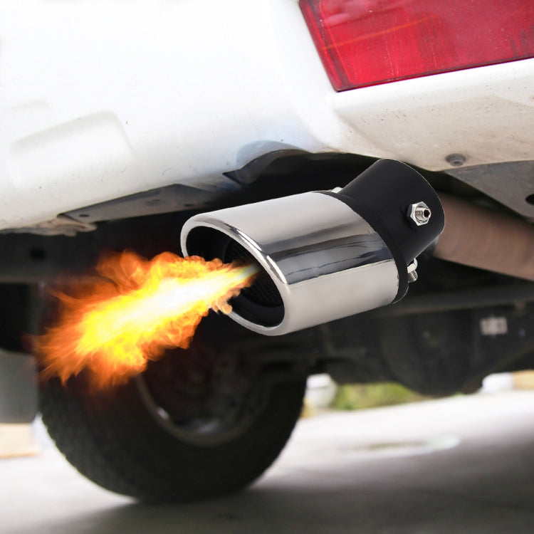 Universal Car Styling Stainless Steel Curved Bolt-on Exhaust Tail Muffler Tip Pipe with Mesh(Black) - Exhaust Pipes by buy2fix | Online Shopping UK | buy2fix