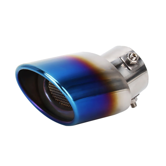 Universal Car Styling Stainless Steel Curved Bolt-on Exhaust Tail Muffler Tip Pipe with Mesh(Blue) - Exhaust Pipes by buy2fix | Online Shopping UK | buy2fix