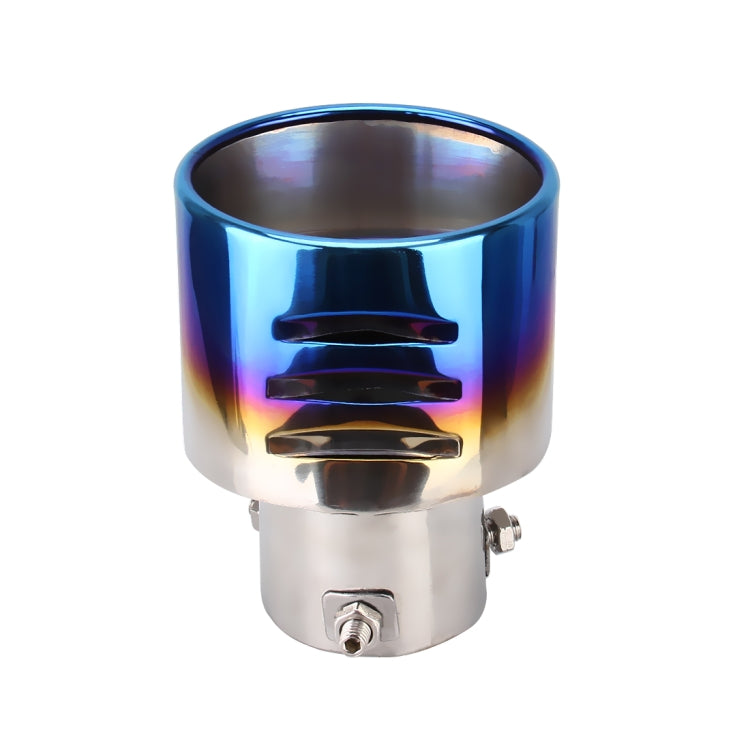 Universal Car Styling Stainless Steel Curved Bolt-on Exhaust Tail Muffler Tip Pipe with Mesh(Blue) - Exhaust Pipes by buy2fix | Online Shopping UK | buy2fix