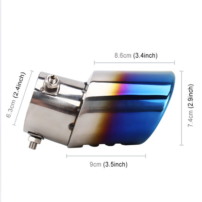 Universal Car Styling Stainless Steel Curved Bolt-on Exhaust Tail Muffler Tip Pipe with Mesh(Blue) - Exhaust Pipes by buy2fix | Online Shopping UK | buy2fix