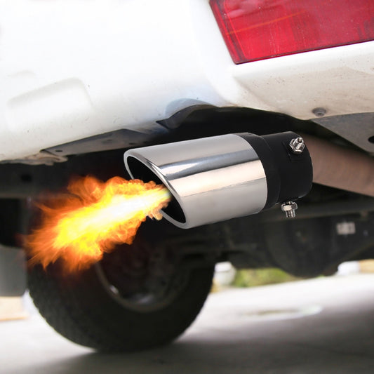 Universal Car Styling Stainless Steel Straight Bolt-on Exhaust Tail Muffler Tip Pipe with Mesh(Black) - Exhaust Pipes by buy2fix | Online Shopping UK | buy2fix