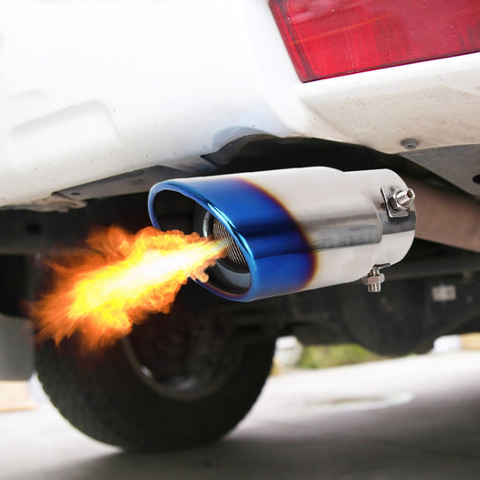 Universal Car Styling Stainless Steel Straight Bolt-on Exhaust Tail Muffler Tip Pipe with Mesh(Blue) - Exhaust Pipes by buy2fix | Online Shopping UK | buy2fix