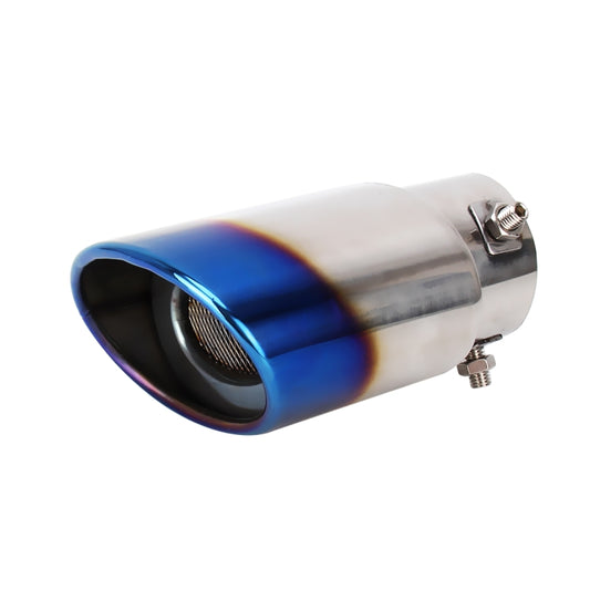 Universal Car Styling Stainless Steel Straight Bolt-on Exhaust Tail Muffler Tip Pipe with Mesh(Blue) - Exhaust Pipes by buy2fix | Online Shopping UK | buy2fix