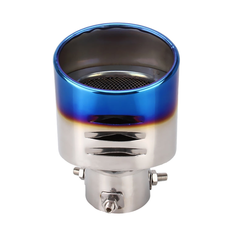 Universal Car Styling Stainless Steel Straight Bolt-on Exhaust Tail Muffler Tip Pipe with Mesh(Blue) - Exhaust Pipes by buy2fix | Online Shopping UK | buy2fix