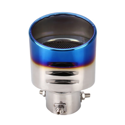 Universal Car Styling Stainless Steel Straight Bolt-on Exhaust Tail Muffler Tip Pipe with Mesh(Blue) - Exhaust Pipes by buy2fix | Online Shopping UK | buy2fix