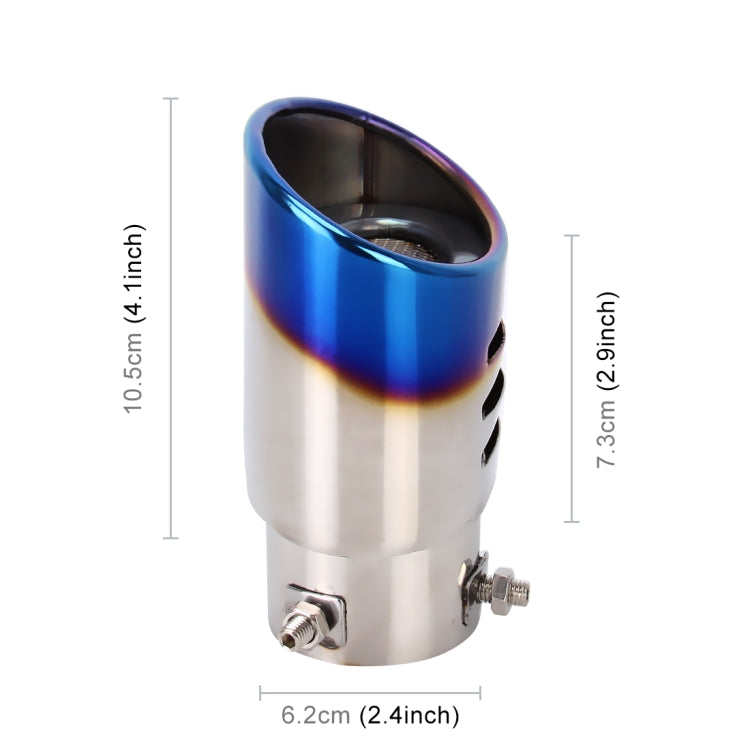 Universal Car Styling Stainless Steel Straight Bolt-on Exhaust Tail Muffler Tip Pipe with Mesh(Blue) - Exhaust Pipes by buy2fix | Online Shopping UK | buy2fix