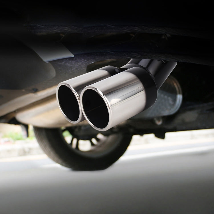 Universal Car Styling Stainless Steel Curved Double Outlets Exhaust Tail Muffler Tip Pipe(Black) - Exhaust Pipes by buy2fix | Online Shopping UK | buy2fix