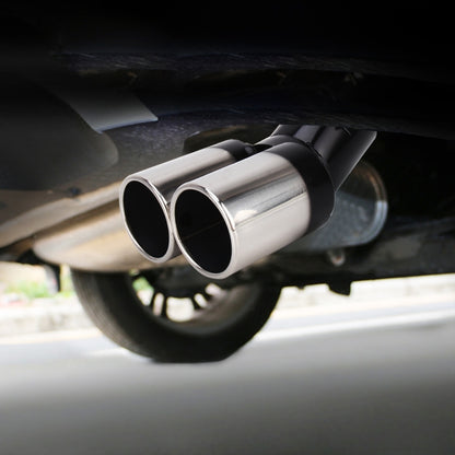 Universal Car Styling Stainless Steel Curved Double Outlets Exhaust Tail Muffler Tip Pipe(Black) - Exhaust Pipes by buy2fix | Online Shopping UK | buy2fix