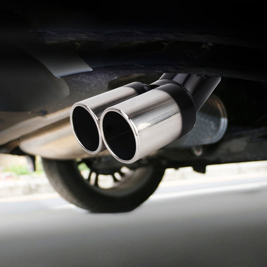 Universal Car Styling Stainless Steel Curved Double Outlets Exhaust Tail Muffler Tip Pipe(Black) - Exhaust Pipes by buy2fix | Online Shopping UK | buy2fix