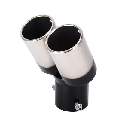 Universal Car Styling Stainless Steel Curved Double Outlets Exhaust Tail Muffler Tip Pipe(Black) - Exhaust Pipes by buy2fix | Online Shopping UK | buy2fix
