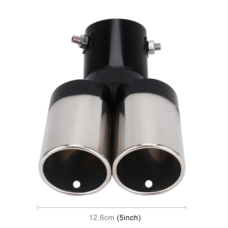 Universal Car Styling Stainless Steel Curved Double Outlets Exhaust Tail Muffler Tip Pipe(Black) - Exhaust Pipes by buy2fix | Online Shopping UK | buy2fix