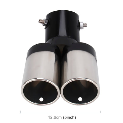 Universal Car Styling Stainless Steel Curved Double Outlets Exhaust Tail Muffler Tip Pipe(Black) - Exhaust Pipes by buy2fix | Online Shopping UK | buy2fix