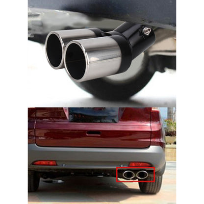 Universal Car Styling Stainless Steel Curved Double Outlets Exhaust Tail Muffler Tip Pipe(Black) - Exhaust Pipes by buy2fix | Online Shopping UK | buy2fix