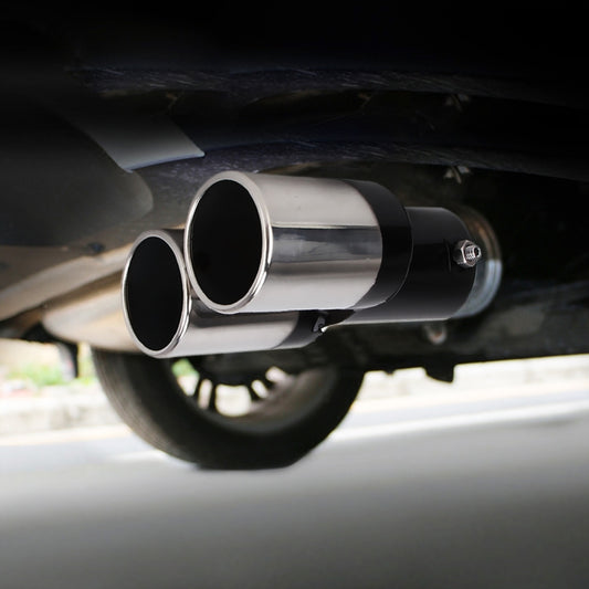 Universal Car Styling Stainless Steel Straight Double Outlets Exhaust Tail Muffler Tip Pipe(Black) - Exhaust Pipes by buy2fix | Online Shopping UK | buy2fix