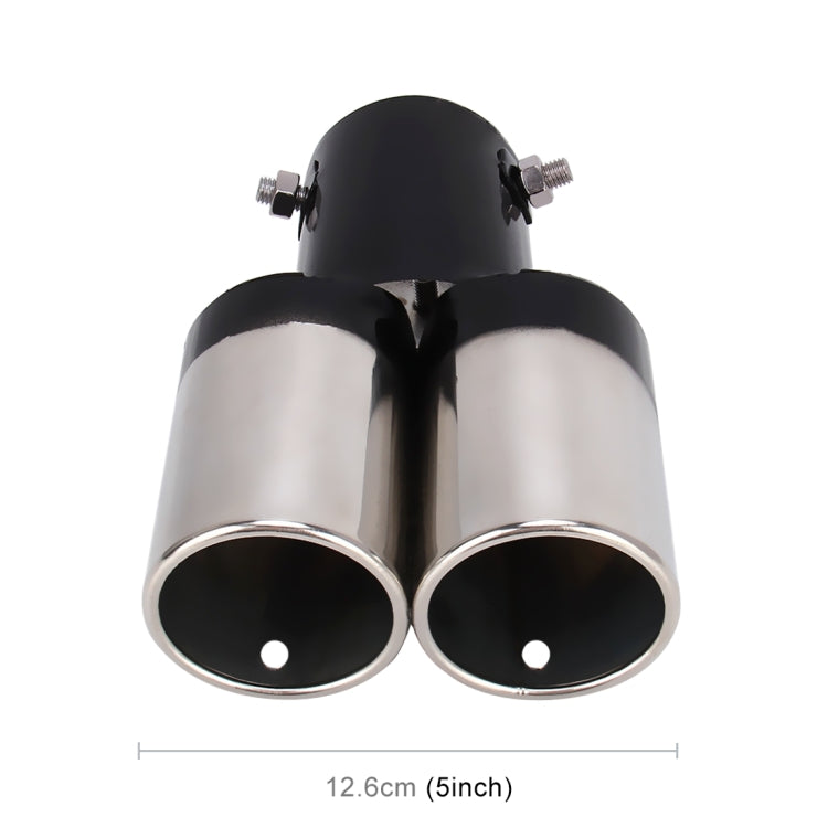 Universal Car Styling Stainless Steel Straight Double Outlets Exhaust Tail Muffler Tip Pipe(Black) - Exhaust Pipes by buy2fix | Online Shopping UK | buy2fix