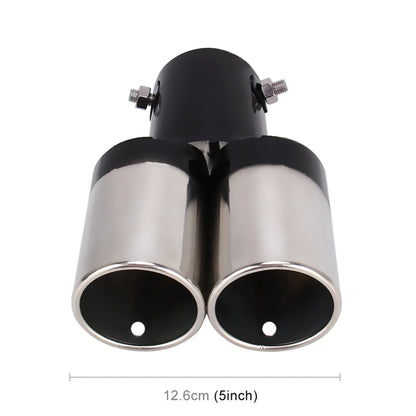 Universal Car Styling Stainless Steel Straight Double Outlets Exhaust Tail Muffler Tip Pipe(Black) - Exhaust Pipes by buy2fix | Online Shopping UK | buy2fix