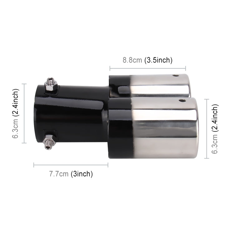 Universal Car Styling Stainless Steel Straight Double Outlets Exhaust Tail Muffler Tip Pipe(Black) - Exhaust Pipes by buy2fix | Online Shopping UK | buy2fix