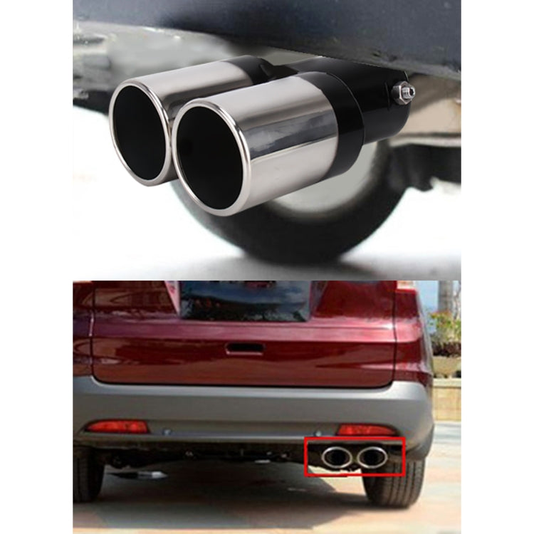 Universal Car Styling Stainless Steel Straight Double Outlets Exhaust Tail Muffler Tip Pipe(Black) - Exhaust Pipes by buy2fix | Online Shopping UK | buy2fix