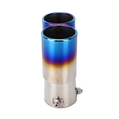 Universal Car Styling Stainless Steel Straight Double Outlets Exhaust Tail Muffler Tip Pipe(Blue) - Exhaust Pipes by buy2fix | Online Shopping UK | buy2fix