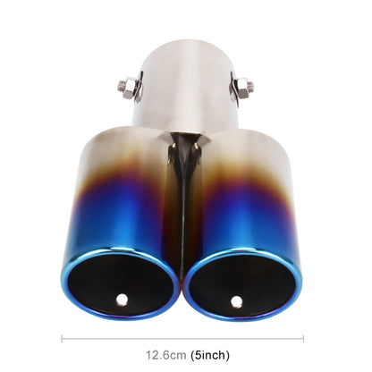 Universal Car Styling Stainless Steel Straight Double Outlets Exhaust Tail Muffler Tip Pipe(Blue) - Exhaust Pipes by buy2fix | Online Shopping UK | buy2fix