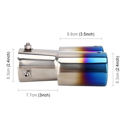 Universal Car Styling Stainless Steel Straight Double Outlets Exhaust Tail Muffler Tip Pipe(Blue) - Exhaust Pipes by buy2fix | Online Shopping UK | buy2fix