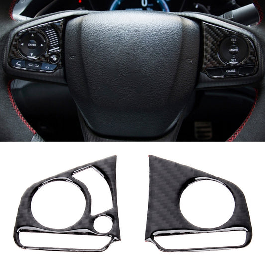 2 in 1 Carbon Fiber Steering Wheel Button Trim Interior DIY Sticker for Honda Civic 10th Gen 2016-2019(Deluxe) by buy2fix