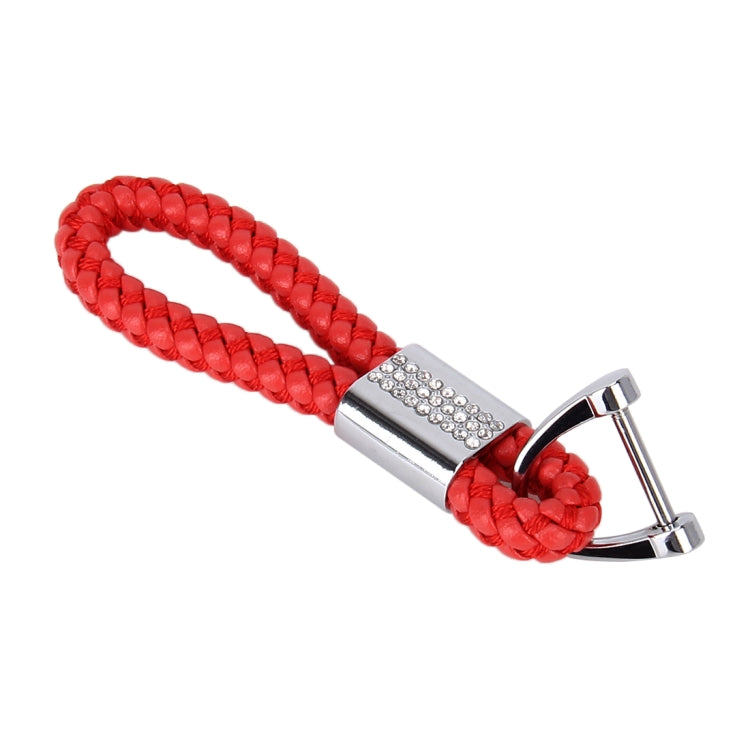 PU Leather Braided Strap Crystal Inlaid Keychain Keyring, Random Color Delivery by buy2fix
