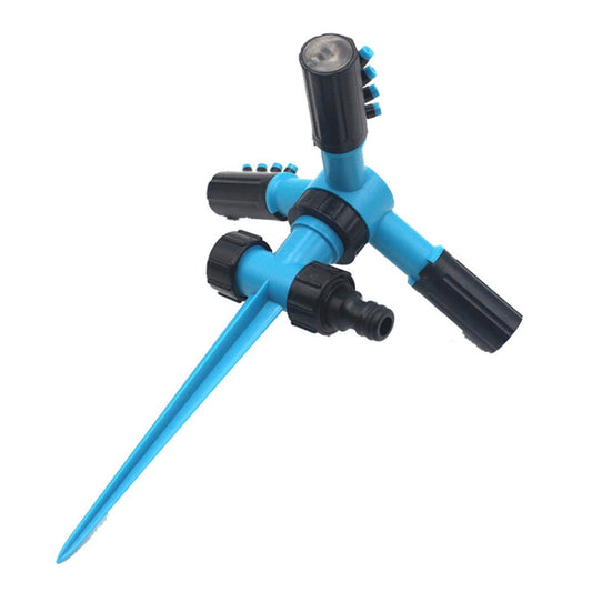 Automatic 360 Rotating Adjustable Garden Water Sprinklers Lawn Irrigation System with 3 Arm Sprayers and Spike Base(Blue) - Watering & Irrigation by buy2fix | Online Shopping UK | buy2fix
