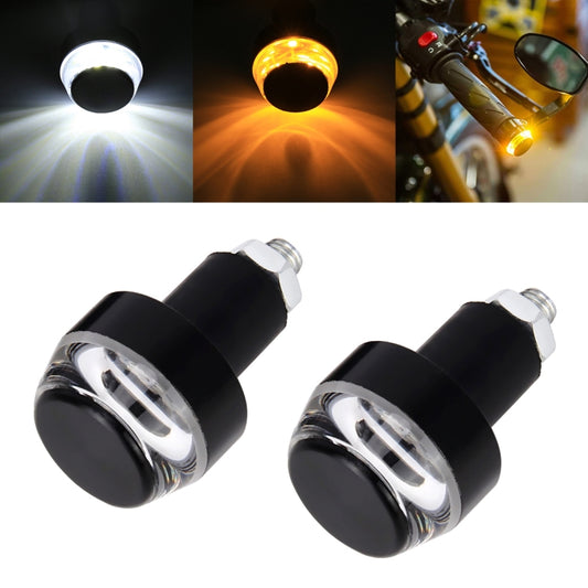 Pair Motorcycle Turn Double Light Grip Bar Plug Strobe Side Marker End LED Handlebar Lamp, Yellow and White Light - Signal Lights by buy2fix | Online Shopping UK | buy2fix