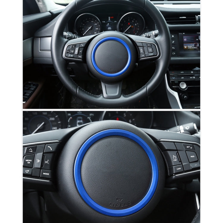 Car Auto Steering Wheel Aluminum Alloy Ring Cover Trim Sticker Decoration for Jaguar(Blue) by buy2fix
