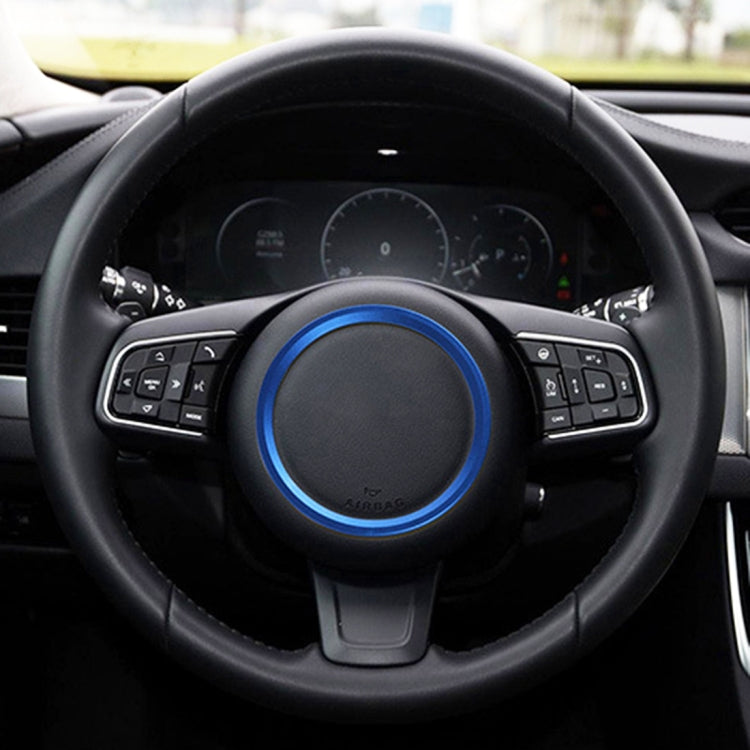 Car Auto Steering Wheel Aluminum Alloy Ring Cover Trim Sticker Decoration for Jaguar(Blue) by buy2fix