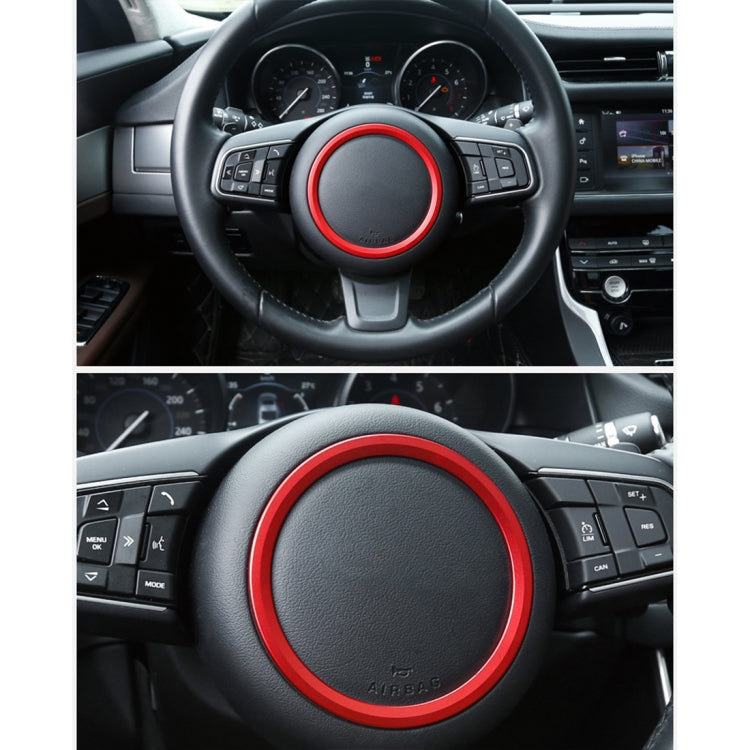 Car Auto Steering Wheel Aluminum Alloy Ring Cover Trim Sticker Decoration for Jaguar(Red) by buy2fix