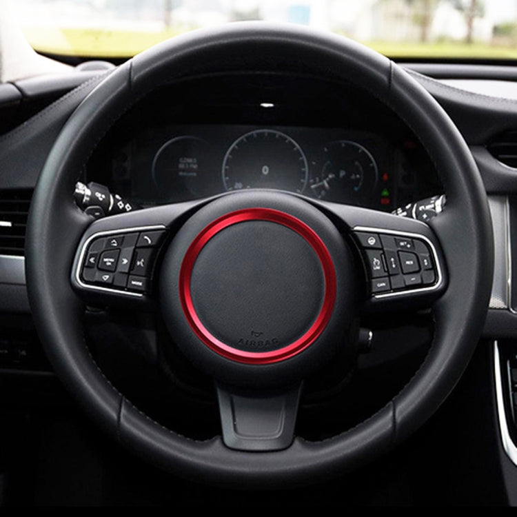 Car Auto Steering Wheel Aluminum Alloy Ring Cover Trim Sticker Decoration for Jaguar(Red) by buy2fix