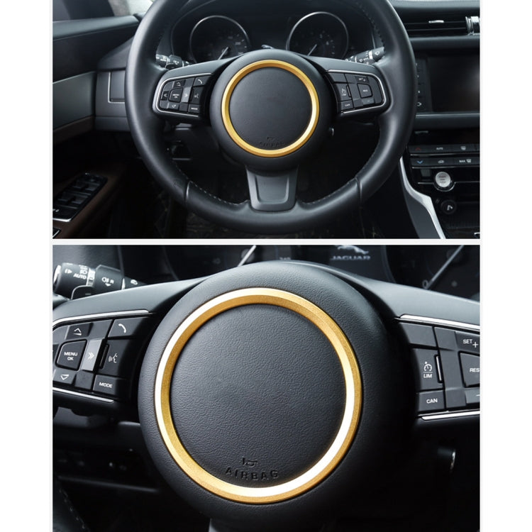 Car Auto Steering Wheel Aluminum Alloy Ring Cover Trim Sticker Decoration for Jaguar(Gold) by buy2fix