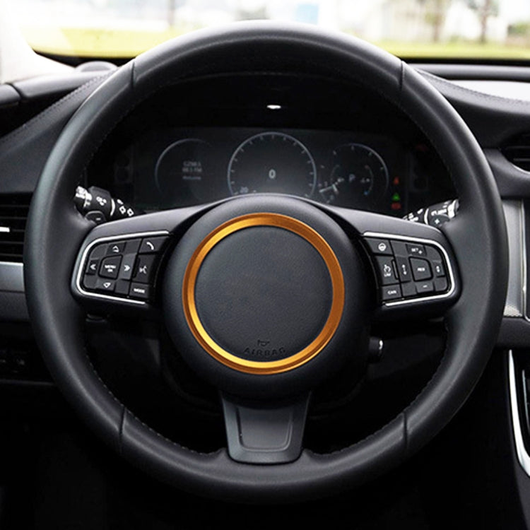 Car Auto Steering Wheel Aluminum Alloy Ring Cover Trim Sticker Decoration for Jaguar(Gold) by buy2fix