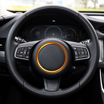 Car Auto Steering Wheel Aluminum Alloy Ring Cover Trim Sticker Decoration for Jaguar(Gold) by buy2fix