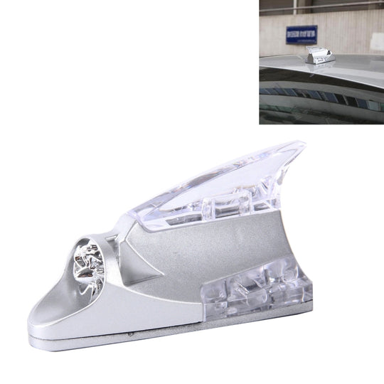 CB-073 Colorful Warning Light Wind Power Shark Fin Antenna Car Decoration(Silver)
