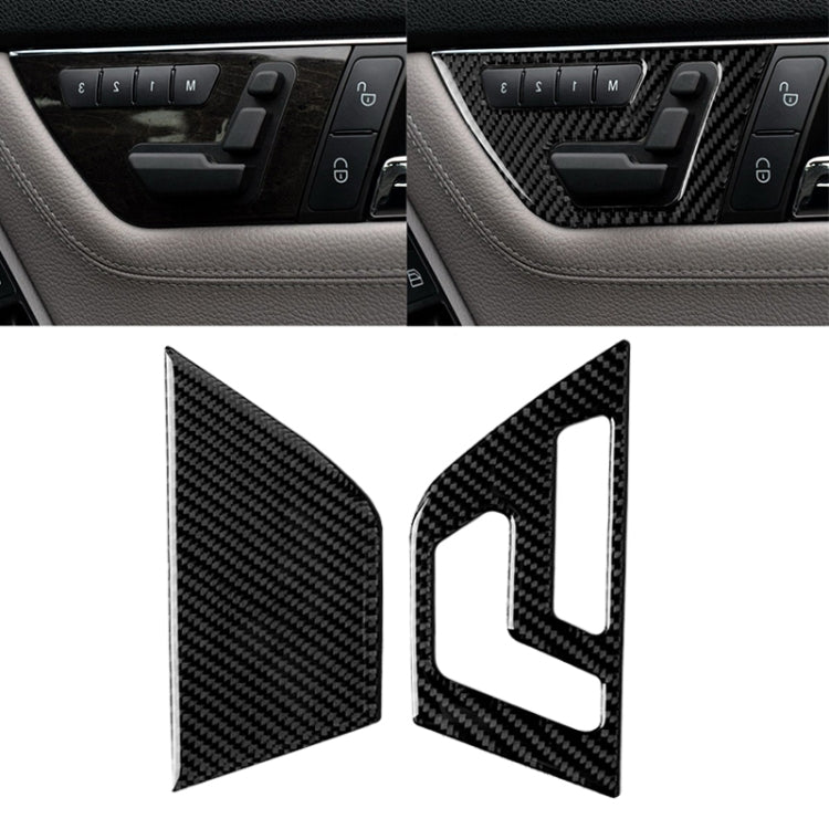 2 PCS Car Carbon Fiber Right Drive Seat Adjustment Panel Decorative Sticker for Mercedes-Benz W204 2007-2013 by buy2fix