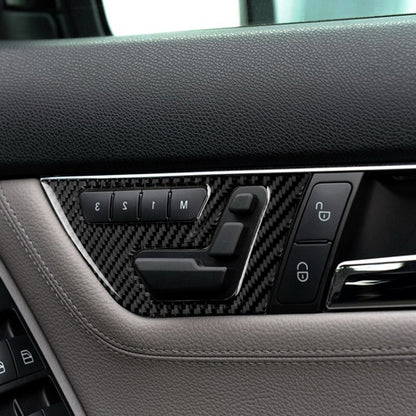 2 PCS Car Carbon Fiber Right Drive Seat Adjustment Panel Decorative Sticker for Mercedes-Benz W204 2007-2013 by buy2fix