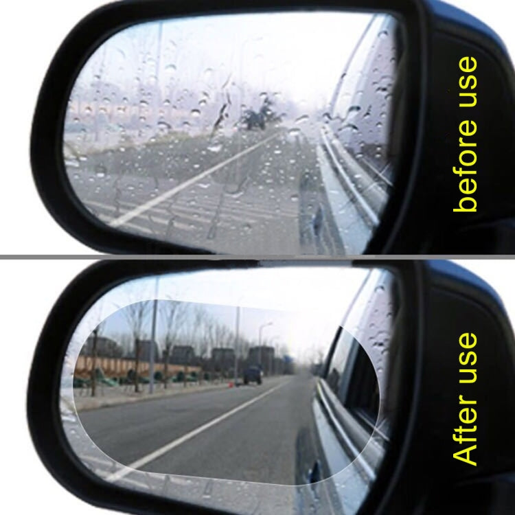 Car Oval PET Rearview Mirror Protective Window Clear Anti-fog Waterproof Rain Shield Film, Size:10x15cm by buy2fix