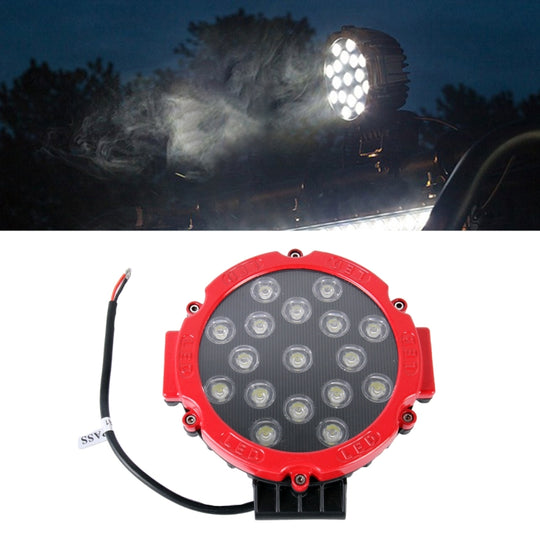 2 PCS 51W 3500LM 6500K White Light 17 LED Waterproof Car Boat Marine Work Lights Spotlight LED Bulbs, 30 Degrees Adjustable, DC 10-30V(Red)