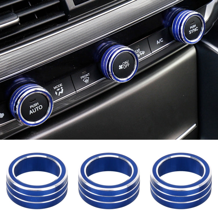 3 PCS Car Aluminum Alloy Air Conditioner Knob Case for Honda Tenth Generation Accord(Blue) by buy2fix