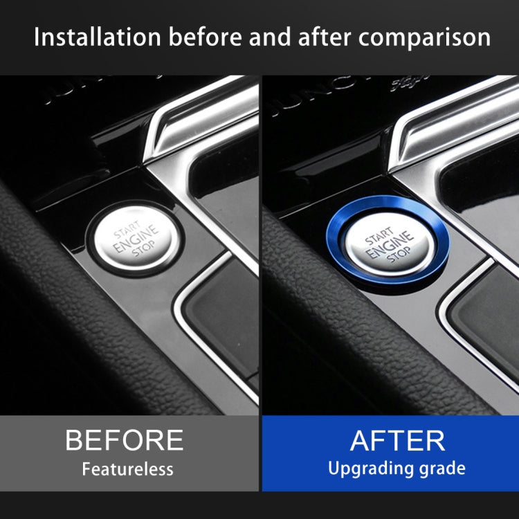 Car Engine Start Key Push Button Ring Trim Aluminum Alloy Sticker Decoration for Volkswagen(Blue) by buy2fix