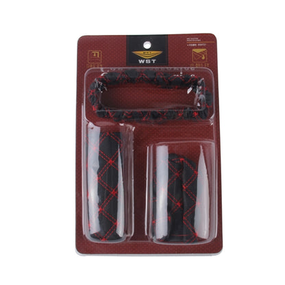 3 PCS Car Hand Brake Cover Shift Knob Gear Stick Cushion Sets Rear View Mirror Sets Cover Car Accessory Interior Decoration Pad(Red) by buy2fix