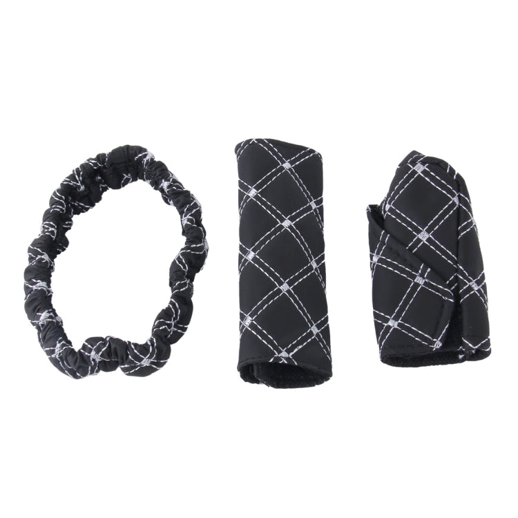 3 PCS Car Hand Brake Cover Shift Knob Gear Stick Cushion Sets Rear View Mirror Sets Cover Car Accessory Interior Decoration Pad(White) by buy2fix